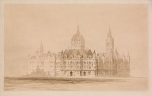 Competition Drawing for the Manchester Town Hall by Thomas Allom