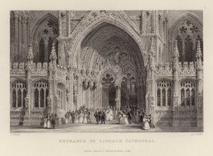 Entrance to Lincoln Cathedral by Thomas Allom