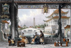 Pavilion and Gardens of a Mandarin near Peking, China by Thomas Allom