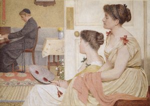 Drawing Room Scene with a Young Priest at the Piano