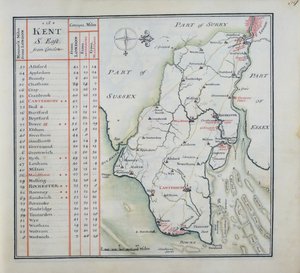 Kent, plate 39r, from A Compleat Sett of Mapps of England and Wales in General..., 1724