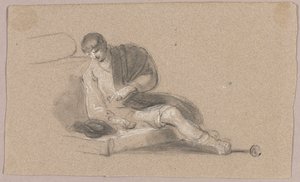 Seated Man Pointing Downwards by Thomas Barker