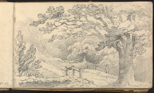 Album of Landscape and Figure Studies: Rural Landscape with a Bridge