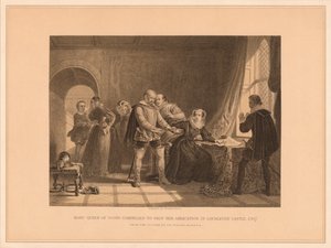 Mary Queen of Scots Compelled to Sign Her Abdication in Lochleven Castle, 1567
