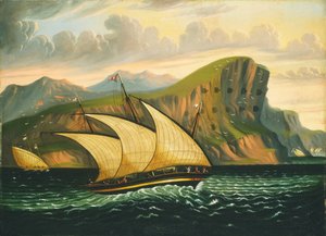 Felucca off Gibraltar, mid 19th century