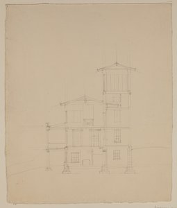 Drawing of Proposed Villa at Catskill by Thomas Cole