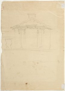Free Hand Drawing of Elevation of New Studio at Cedar Grove by Thomas Cole