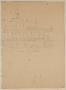 Side Elevation of Proposed Villa at Catskill by Thomas Cole
