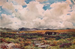 Stacking Peat, Festiniog, North Wales by Thomas Collier
