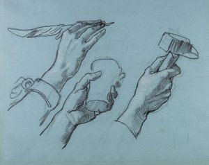 Three Studies of Hands, c. 1876 by Thomas Couture