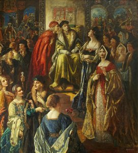 King Henry VII fining the Citizens of Bristol because their wives were so finely dressed by Thomas Edwin Mostyn