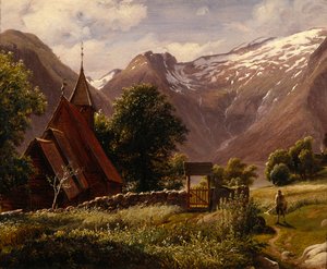 Tjugum Church, Balestrand by Thomas Fearnley