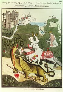 St. George and the Dragon, after an original painting in the Chapel of the Trinity at Stratford Upon Avon, Warwickshire