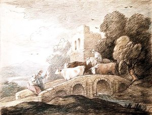 A Bridge with Cattle Passing Over
