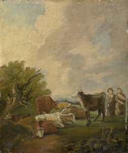 Figures and cattle in a landscape