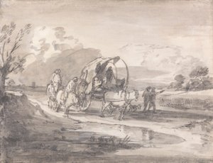 Open Landscape with Horsemen and Covered Cart by Thomas Gainsborough