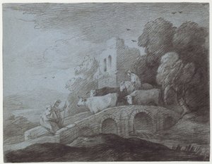 Wooded Landscape with Herdsman Driving Cattle by Thomas Gainsborough