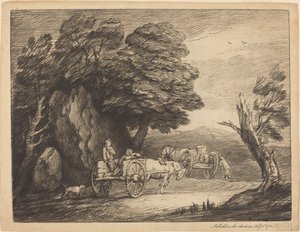 Wooded Landscape with Two Country Carts and Figures by Thomas Gainsborough