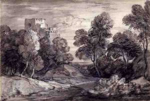 Wooded Landscape with a Castle by Thomas Gainsborough