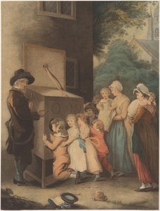 Children Around a Peep Show (The Show Man / La Piece Curieuse) by Thomas Gaugain
