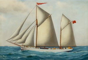 The Fore and Aft Schooner Grovehill in Full Sail by Thomas George Purvis
