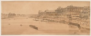 A Selection of Twenty of the Most Picturesque Views in Paris: View of the Louvre and Bridge of the Tuilleries taken from Pont Neuf by Thomas Girtin