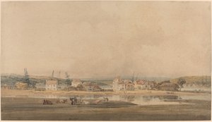Village along a River Estuary in Devon by Thomas Girtin