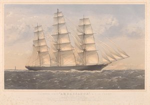 Clipper Ship Ambassador, A.1. 16 Years... William Lund Esquire & Others (Owners) William Walker Esquire (Builders) by Thomas Goldsworth Dutton