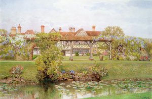 Great Tangley Manor, Surrey, with the Lily Pond and covered walk by Thomas H. Hunn
