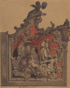 School of St. Rocco, Venice, Study of Curved Decoration by Thomas Hartley Cromek