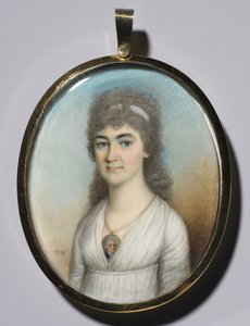 Portrait of a Woman Wearing a Miniature, c. 1780 by Thomas Hazlehurst