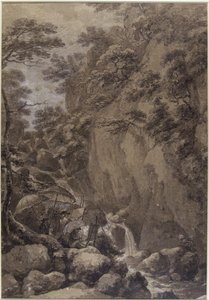 Sir George Beaumont and Joseph Farington painting a waterfall, 1777