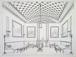 Drawing room, illustration from Household Furniture and Interior Decoration by Thomas Hope
