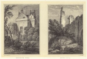 Merchiston Tower; Roslyn Castle by Thomas Hosmer (after) Shepherd
