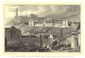 The High School, Calton Hill, from the Canon-Gate Church Yard by Thomas Hosmer (after) Shepherd