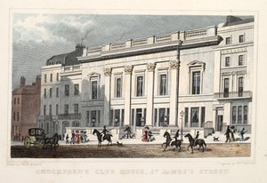 Crockfords Club House, St. James Street, pub. 1828 by Thomas Hosmer Shepherd