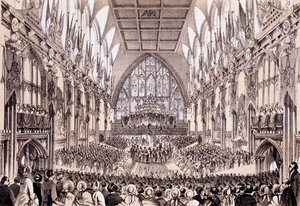Interior of the Guildhall - The Lord Mayor and Corporation Presenting Their Address to Emperor and Empress of the French, April 19 1855
