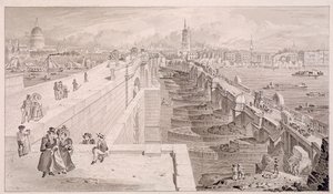 London Bridge Old and New, London, 1831 by Thomas Hosmer Shepherd