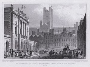 The Guildhall and Cathedral, from the High Street, Bath by Thomas Hosmer Shepherd