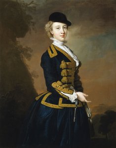 Portrait of Nancy Fortescue, Wearing a Dark Blue Riding Habit with Gold Frogging and Cap