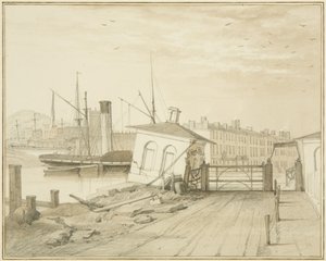Subsidence of Toll House, on Prince Street Bridge, 1828 by Thomas Leeson the Elder Rowbotham