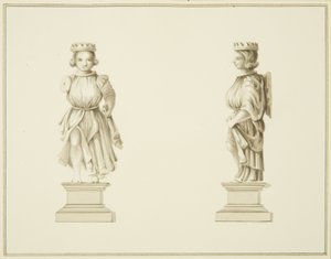 Two Views of a Carved Wooden Figure in the Vestry Room of St John