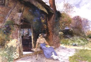 By The Cottage Door by Thomas Mackay