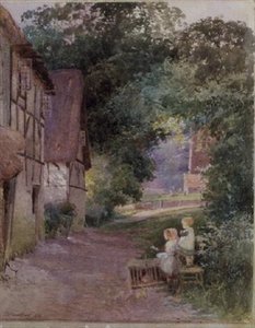 Children Feeding the Chicks by Thomas Mackay