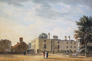 Figures Outside an Elegant Country House