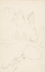 Tongue River Cliffs (In Camp) by Thomas Moran