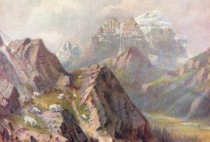 Mount Temple, with Wild Goats Feeding by Thomas Mower Martin