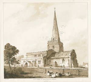 Wolstanton Church (engraving, 19th century) by Thomas Peploe Wood