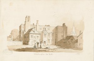 The Old Hall (sepia drawing) by Thomas Peploe Wood