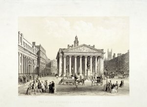 Royal Exchange and the Bank of England on the Left, London by Thomas Picken